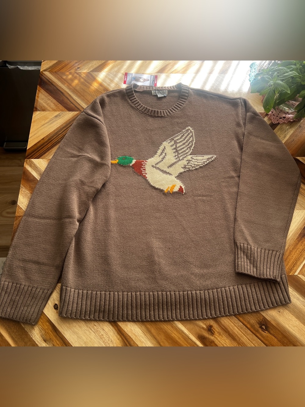 NEW Mighty Fine Women's Fall Mallard Duck Brown Cotton Knit Sweater 2026 Design